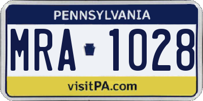PA license plate MRA1028