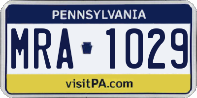 PA license plate MRA1029