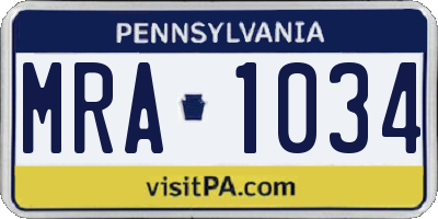 PA license plate MRA1034