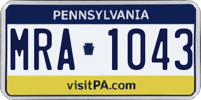 PA license plate MRA1043