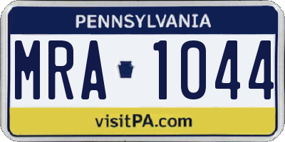 PA license plate MRA1044