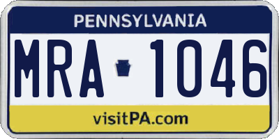 PA license plate MRA1046