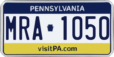 PA license plate MRA1050