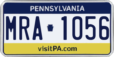 PA license plate MRA1056
