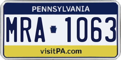 PA license plate MRA1063