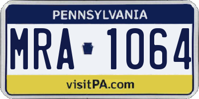 PA license plate MRA1064