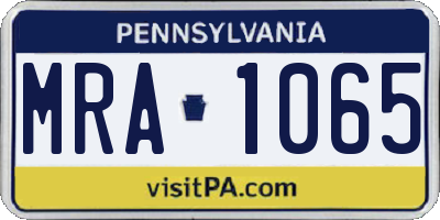 PA license plate MRA1065