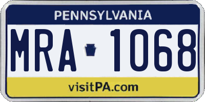 PA license plate MRA1068