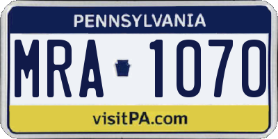PA license plate MRA1070