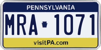 PA license plate MRA1071
