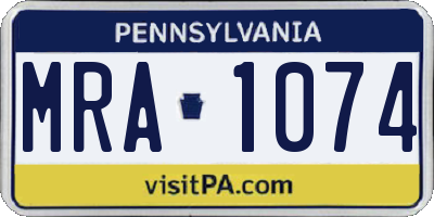 PA license plate MRA1074