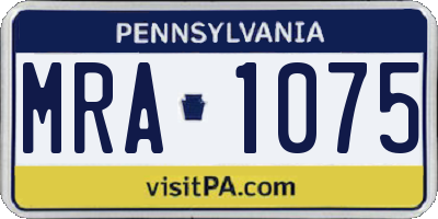 PA license plate MRA1075