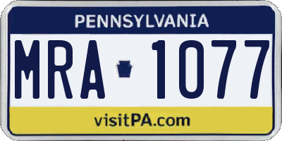 PA license plate MRA1077