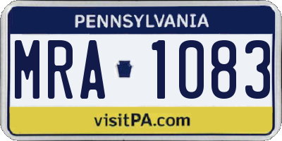 PA license plate MRA1083