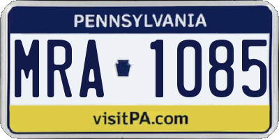 PA license plate MRA1085