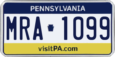 PA license plate MRA1099