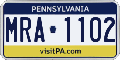 PA license plate MRA1102