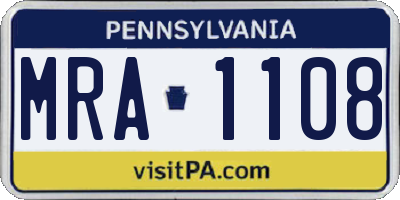 PA license plate MRA1108