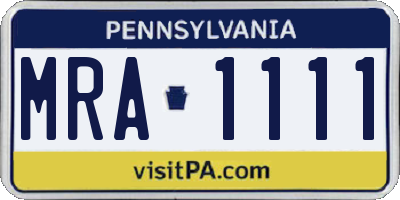 PA license plate MRA1111