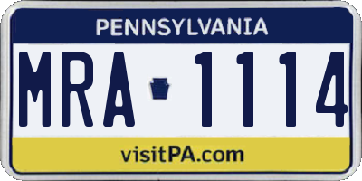 PA license plate MRA1114
