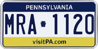 PA license plate MRA1120