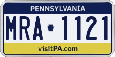 PA license plate MRA1121