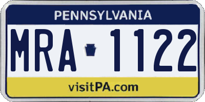 PA license plate MRA1122