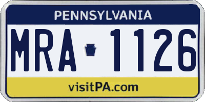 PA license plate MRA1126