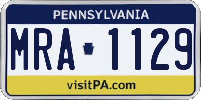 PA license plate MRA1129