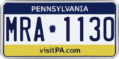 PA license plate MRA1130