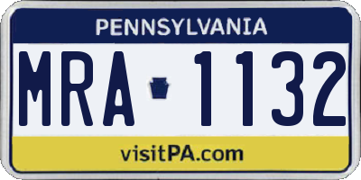 PA license plate MRA1132