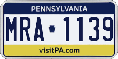 PA license plate MRA1139