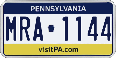 PA license plate MRA1144
