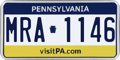 PA license plate MRA1146