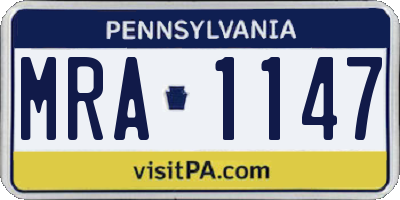 PA license plate MRA1147