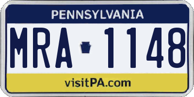 PA license plate MRA1148