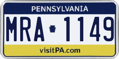PA license plate MRA1149