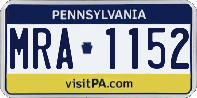 PA license plate MRA1152