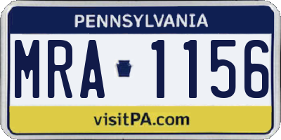 PA license plate MRA1156
