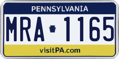 PA license plate MRA1165