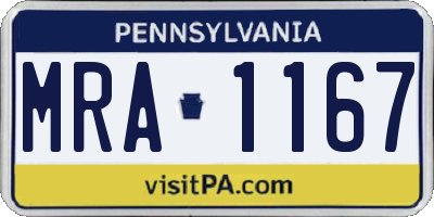 PA license plate MRA1167