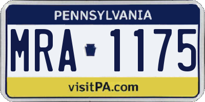 PA license plate MRA1175