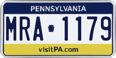PA license plate MRA1179