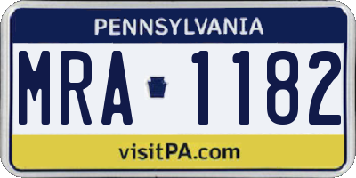 PA license plate MRA1182