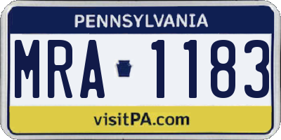 PA license plate MRA1183