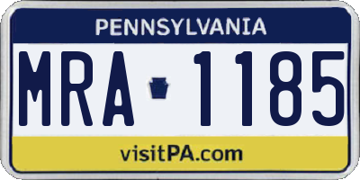 PA license plate MRA1185