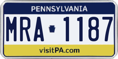 PA license plate MRA1187
