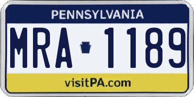PA license plate MRA1189