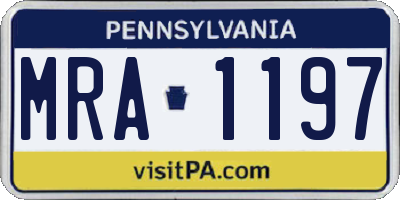 PA license plate MRA1197