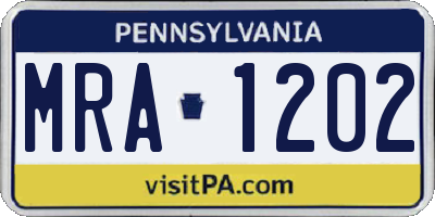 PA license plate MRA1202
